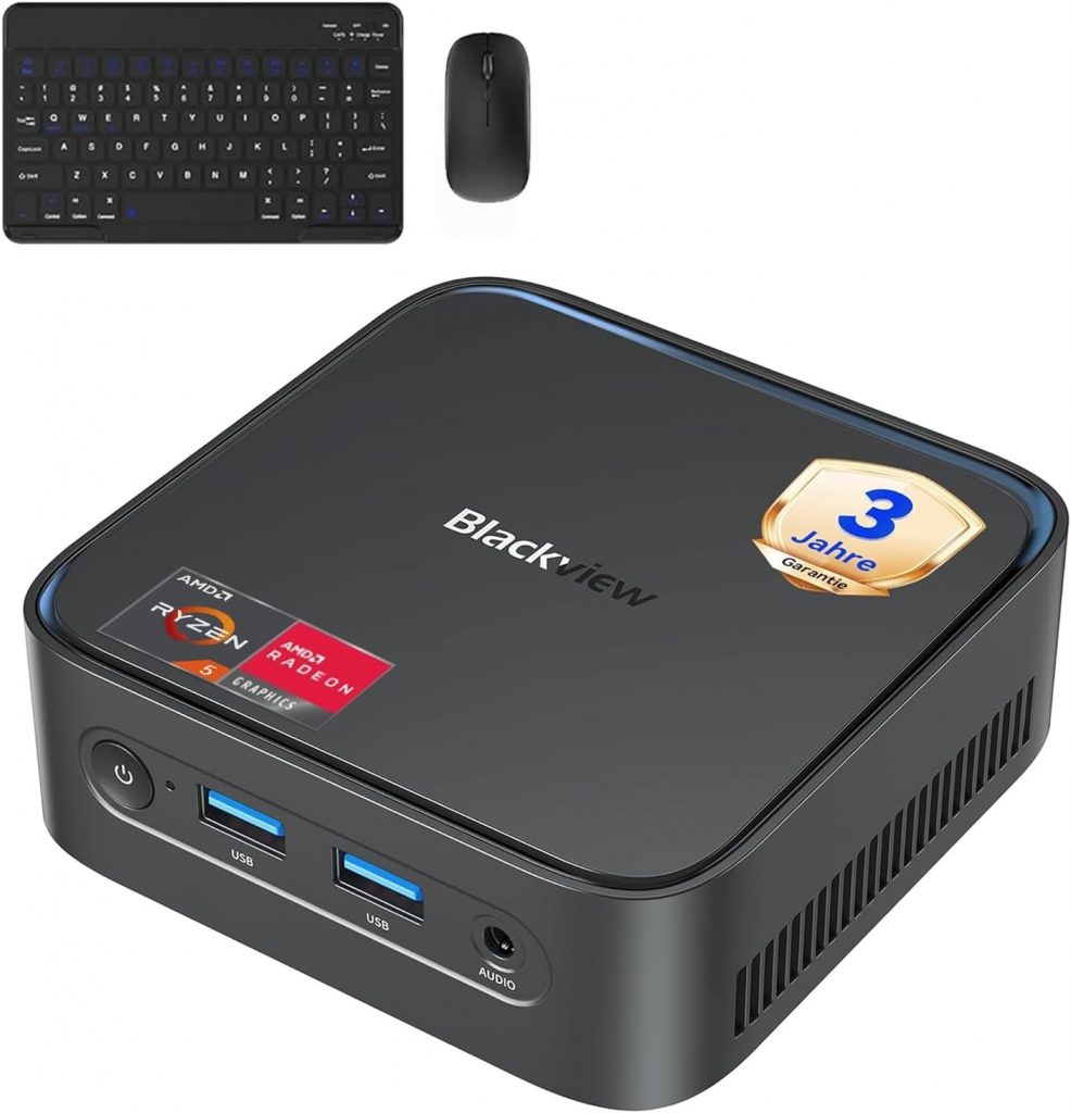 Blackview Mini PC MP50 mit Tastatur und Maus, AMD Ryzen 5, Radeon Vega 8 Grafik…