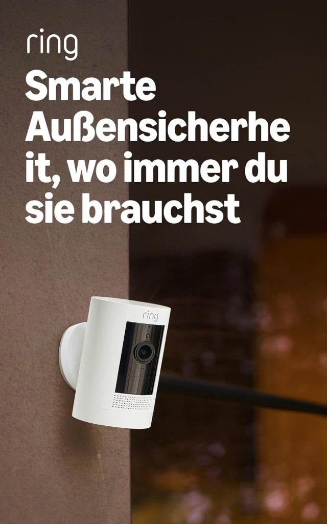 Ring Außenkamera Akku (Stick Up Cam Battery) Überwachungskamera aussen mit 1080p-HD-Video, WLAN, witterungsbeständig, geeignet für dein Haus & Grundstück Alexa-kompatible Sicherheitskamera