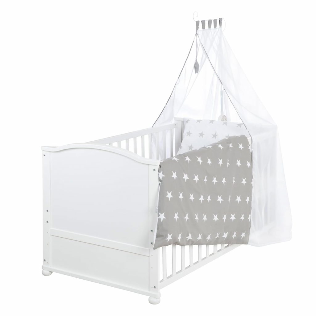 roba Babybett Set Little Stars – 70 x 140 cm – Kinderbett mitwachsend / umbaubar…