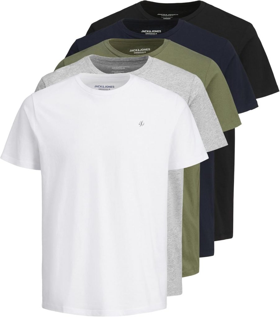 JACK & JONES Male T-Shirt 5er-Pack SWhite
