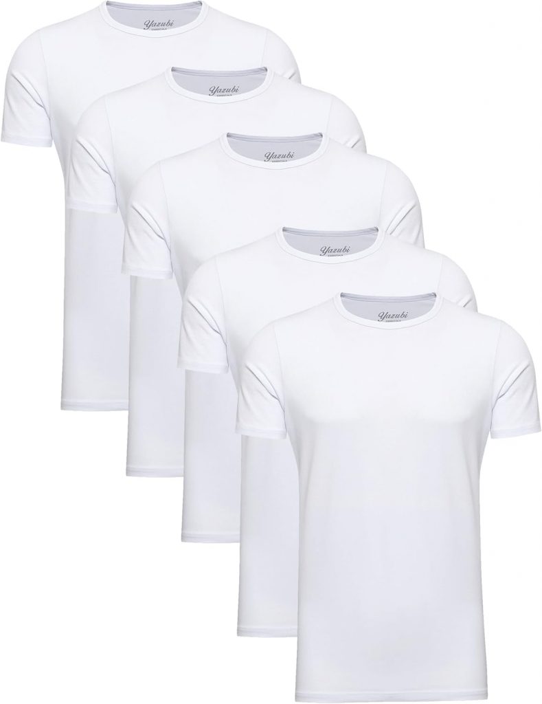 Yazubi 5er Pack Oversize Shirts Baumwoll Herren T-Shirt Tshirts Männer Weiß Mythic Basic T Shirt Weiss, (Brilliant White 114001), 3XL