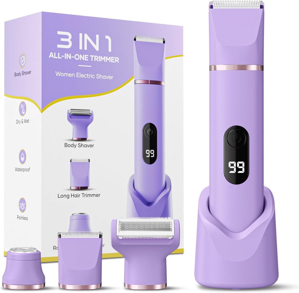 3 in 1 Intimrasierer für Frauen, Tiovara Elektrischer Rasierer Damen für Gesicht…