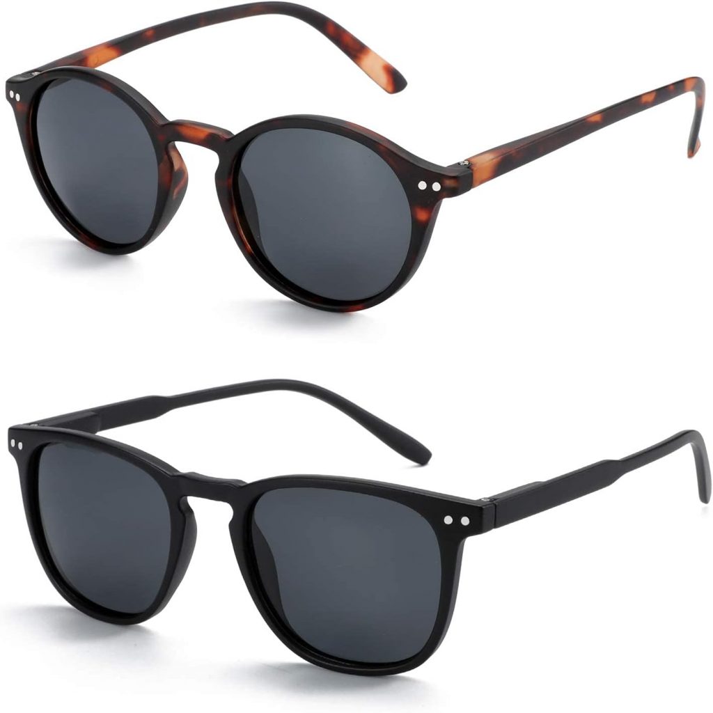 ZENOTTIC 2 Paare Polarisierte Sonnenbrille Damen Herren Retro Vintage Runde Quadratische Unisex UV400 Schutz