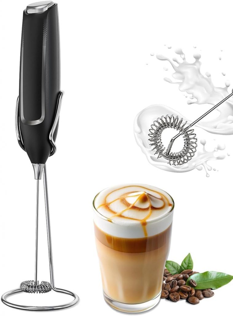 AMZCHEF Electric Milk Frother, Handheld Foam Maker for Coffee Latte, 10,000 RPM…
