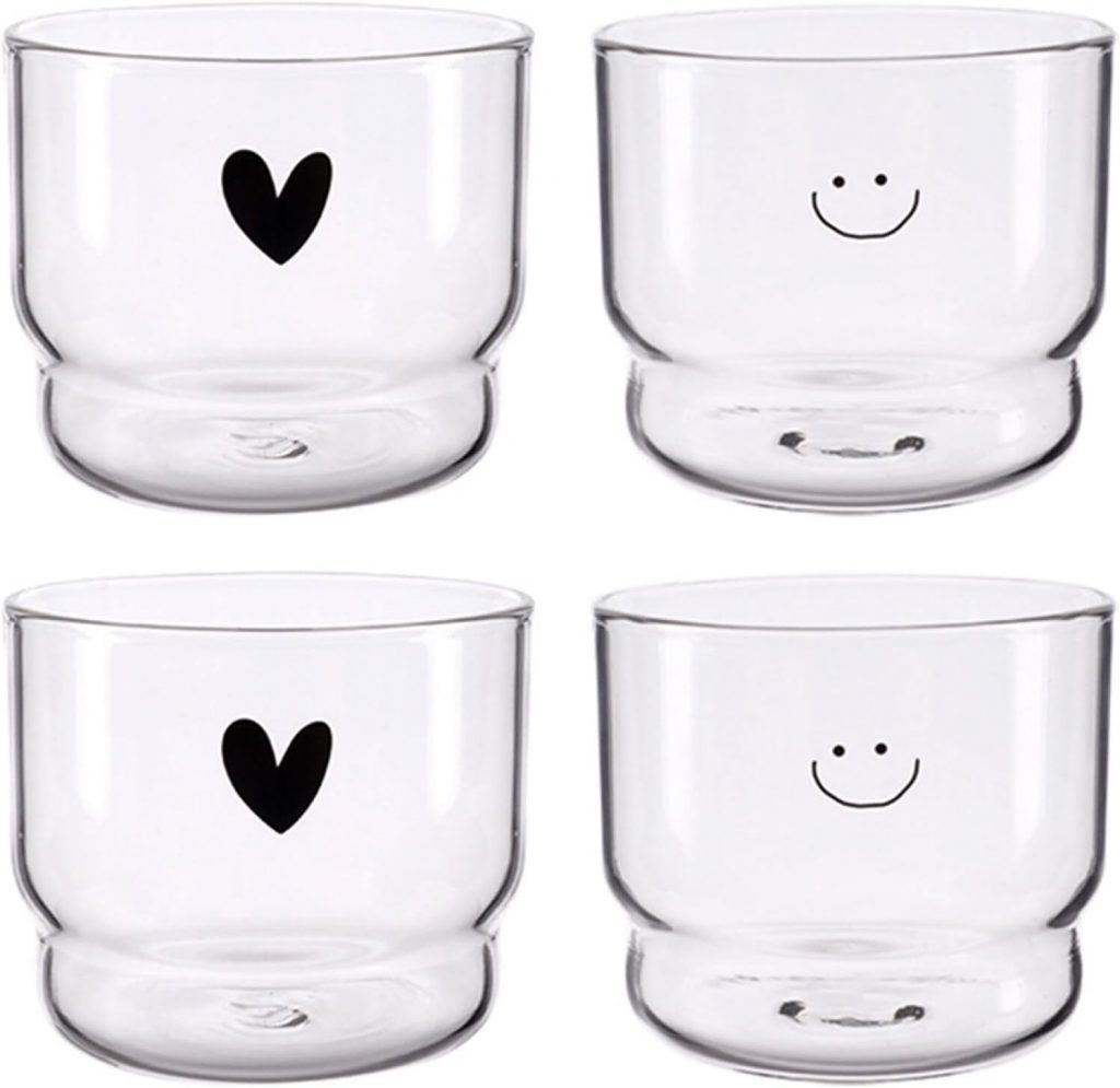 Greyoe Dessertgläser, Teelichtgläser, 4 Stück Transparent Dessertbecher Runde…