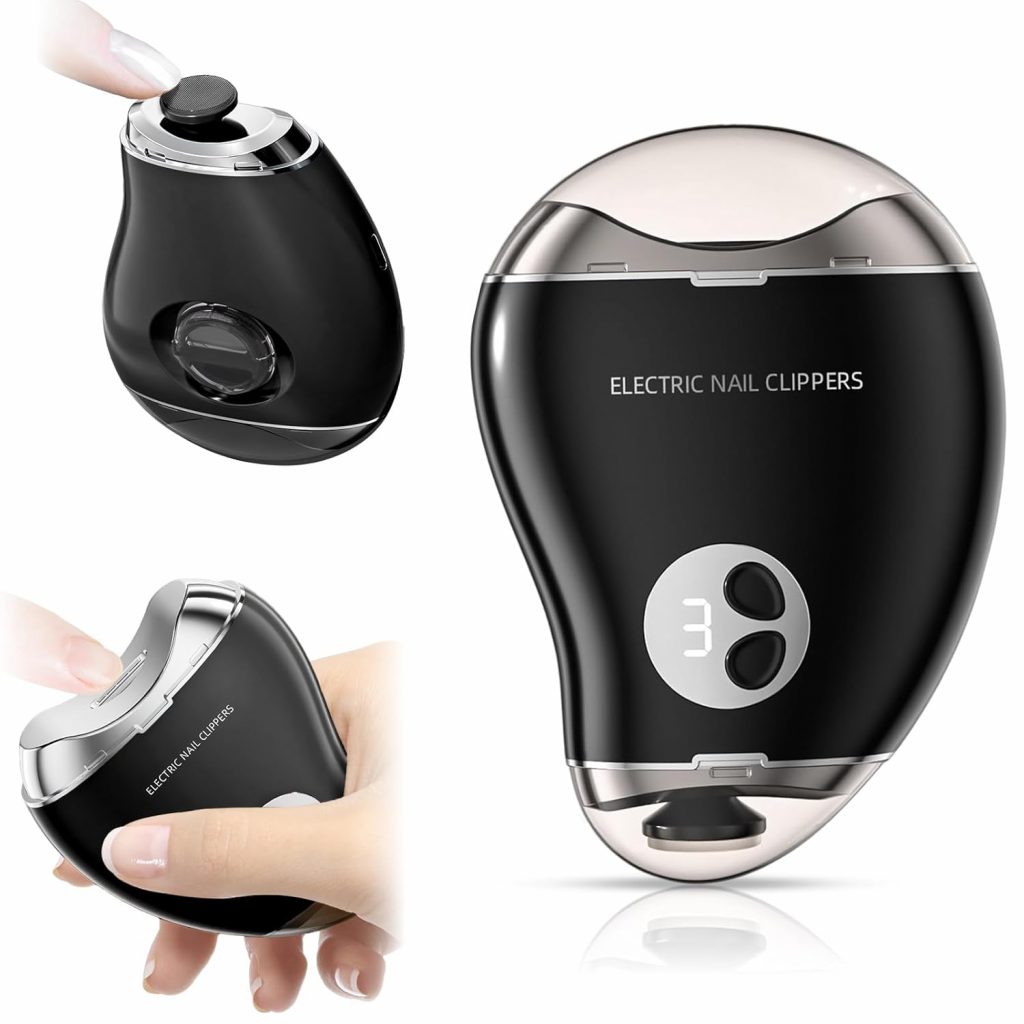 Elektrischer Nagelknipser 2 in 1 Nageltrimmer Nagelpolierer Mit UV Lampe 3…