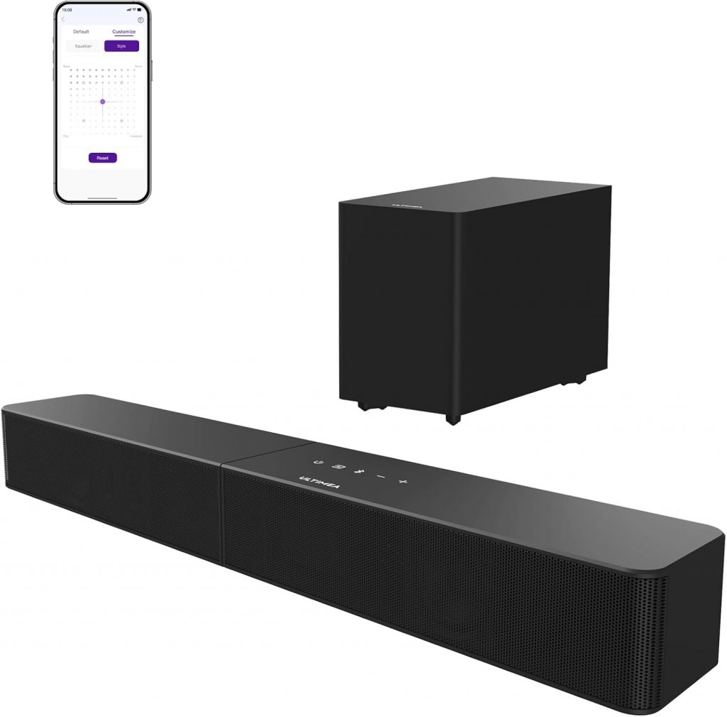 ULTIMEA Soundbar mit kabellosem Subwoofer, VoiceMX & BassMX, App-Steuerung, Bluetooth 6.0, 2.1ch Soundbar f&uuml;r TV Ger&auml;te, Einstellbarer Bass, HDMI, Optisch, Poseidon M30, 2