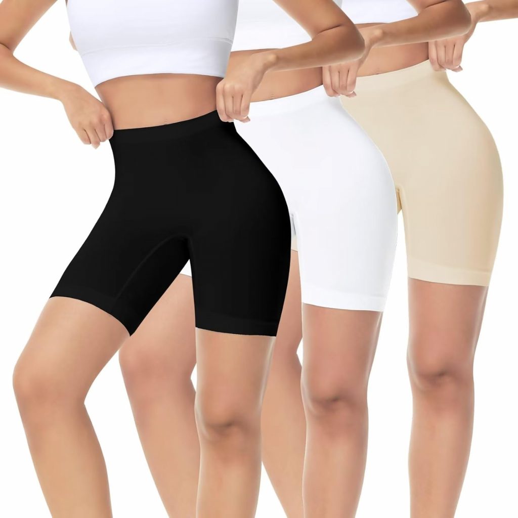 IceReco 3er Pack Radlerhose Damen Kurz für Kleid Shorts Sommer Kurze Boxershorts Leggings Sporthose Schwarz Weiß…