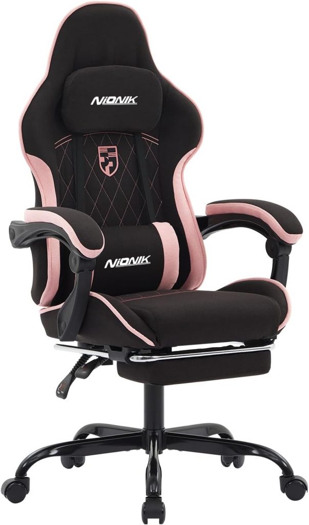 NIONIK Gaming Stuhl, Racing Gaming Chair mit Fußstütze Ergonomischer…