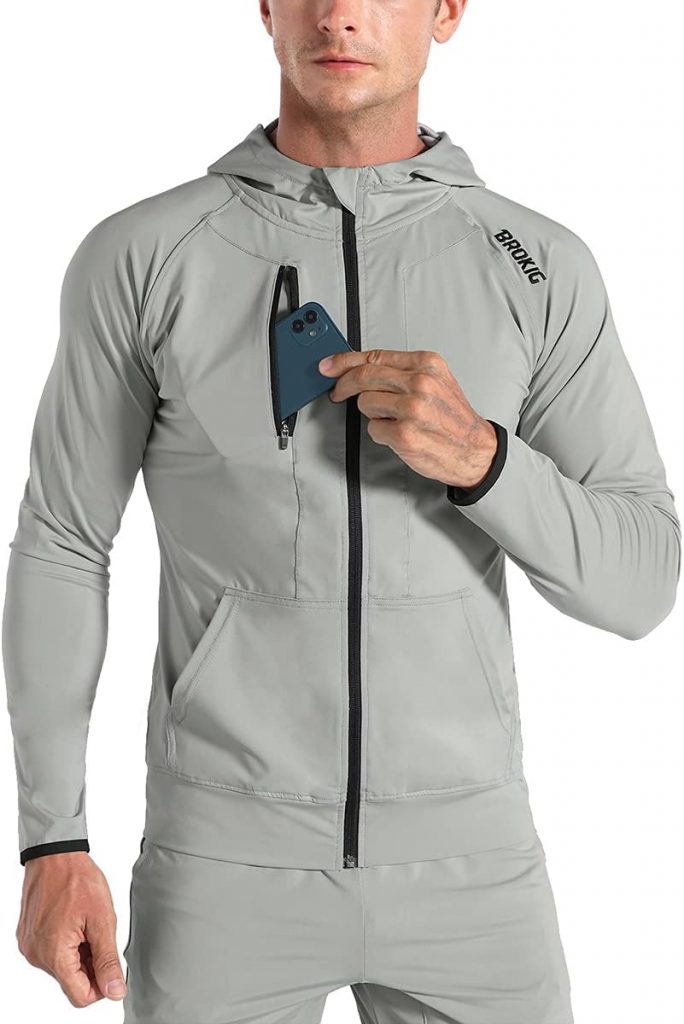 BROKIG Leichte Hoodie Herren,Schnelltrocknende Laufjacke Atmungsaktives…