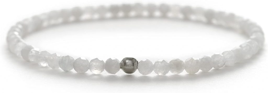 BERGERLIN Mondstein Armband echt mit 925 Sterling Silberperle – facettierte…