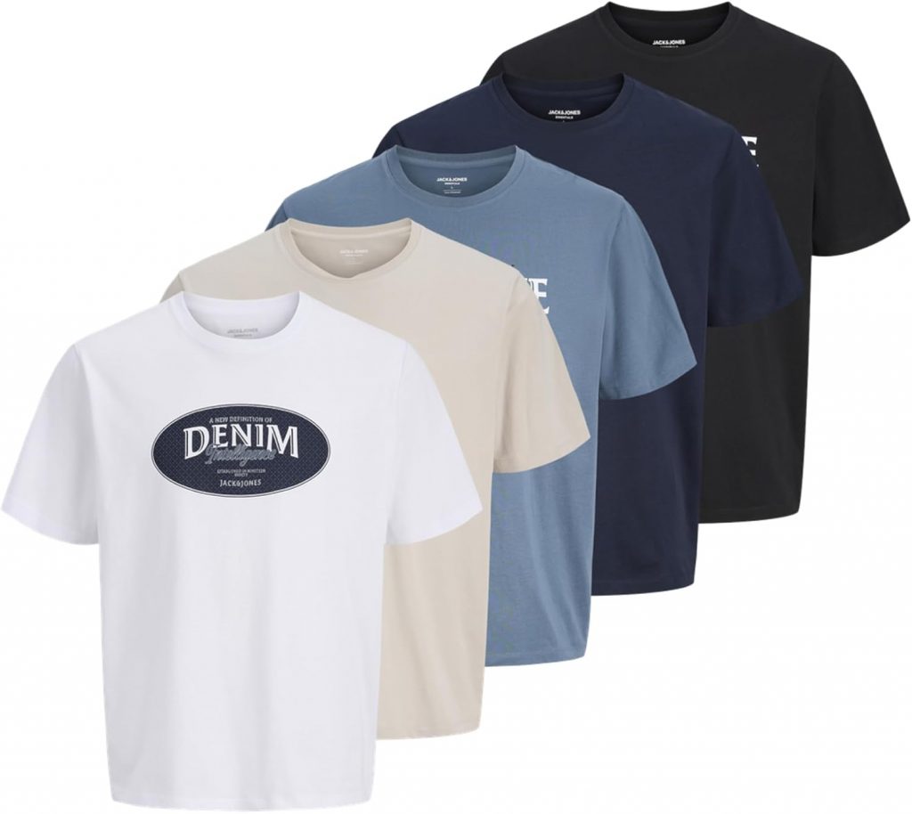 JACK & JONES Jjedover Denim Tee Ss O-Neck 5Pk Mp