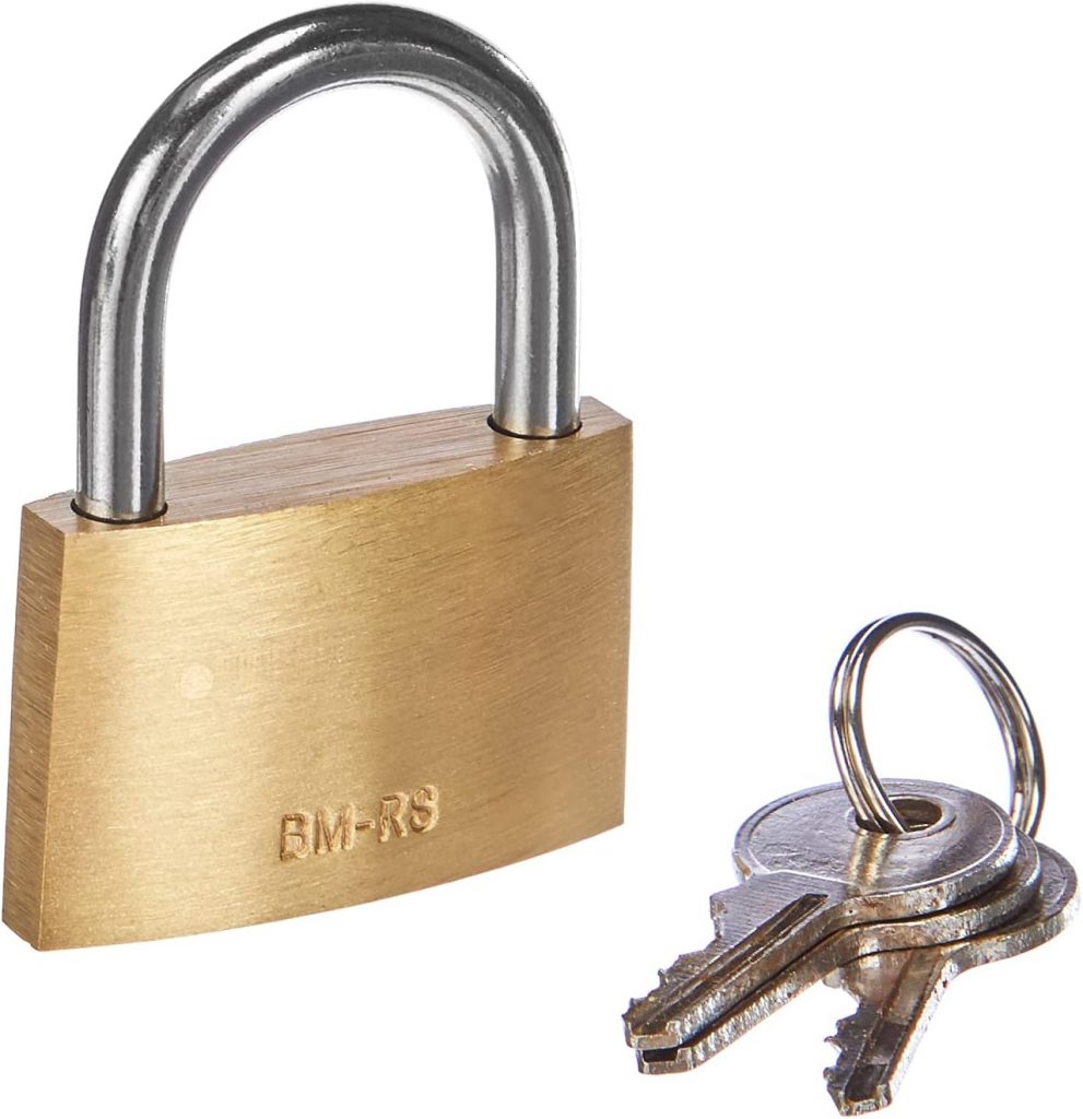 Br&uuml;der Mannesmann Messing-Vorh&auml;ngeschloss 35 mm, poliert, goldgelb, 3 Schl&uuml;ssel, ideal f&uuml;r Haus, Garten, Spind, Koffer oder Reise, robustes Geh&auml;use | M 413-