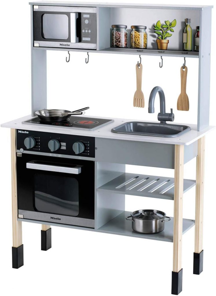 Theo Klein 7199 Miele Küche Höhenverstellbare Holzküche inkl. Kochfeld mit…
