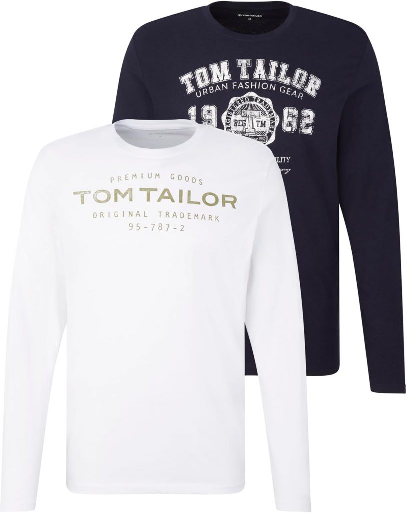 TOM TAILOR Herren Langarmshirt im Doppelpack