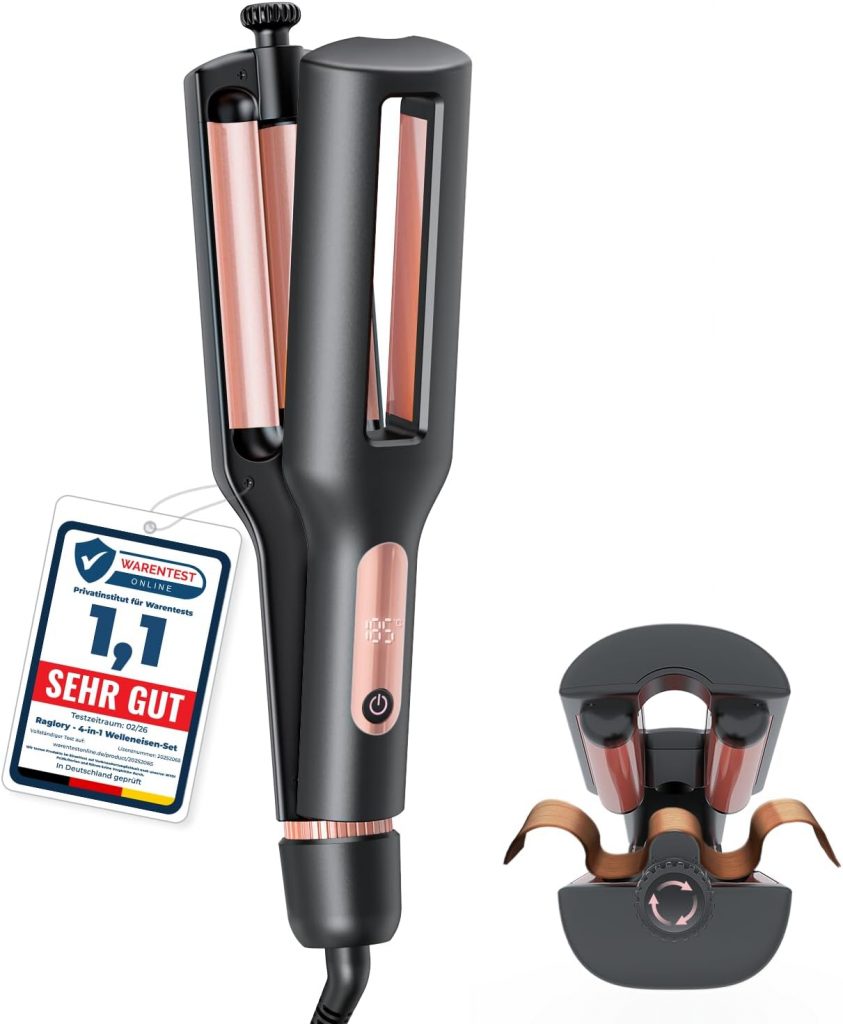 22/25/32/38mm Einstellbar Welleneisen für Haare – 4 In 1 Beach Waves Lockenstab…