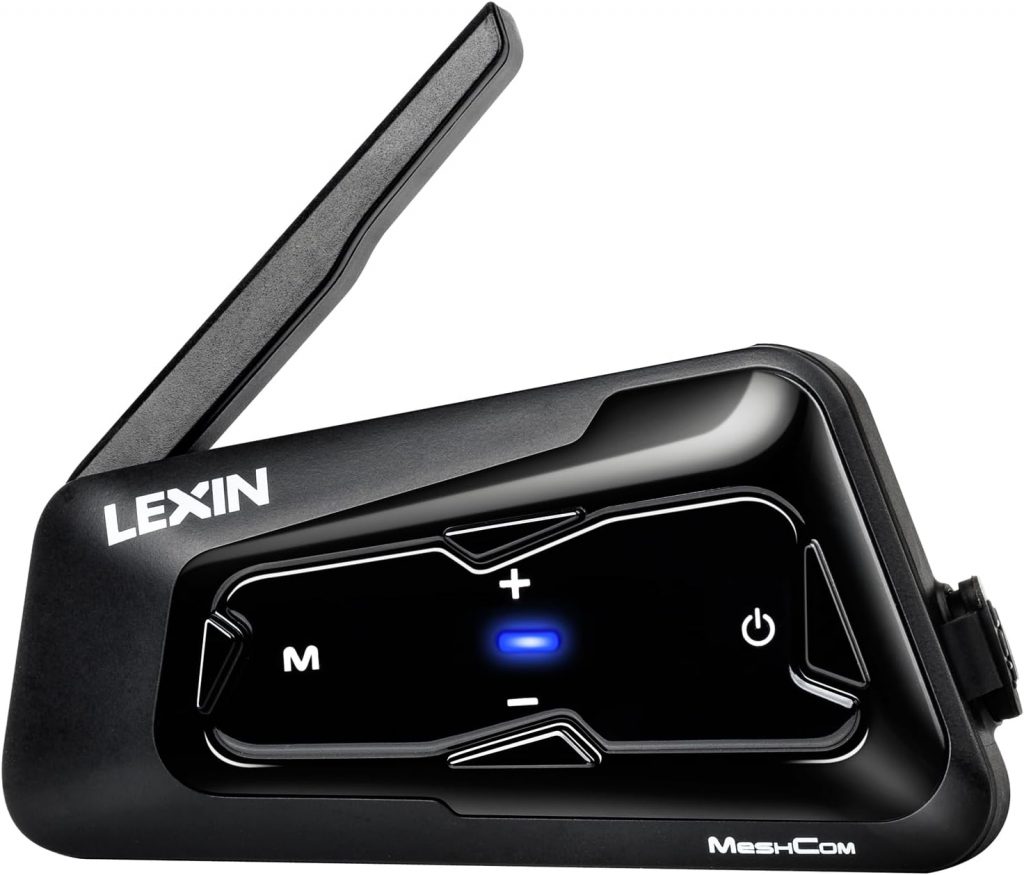 LEXIN MeshCom Helm Intercom, Motorrad Headset Bluetooth 5.0, Motorradhelm Kommunikationssystem mit CVC und DSP Geräuschunterdrückung, Multi-Audio Funktion, IP67 Wasserdicht, Einzelpack