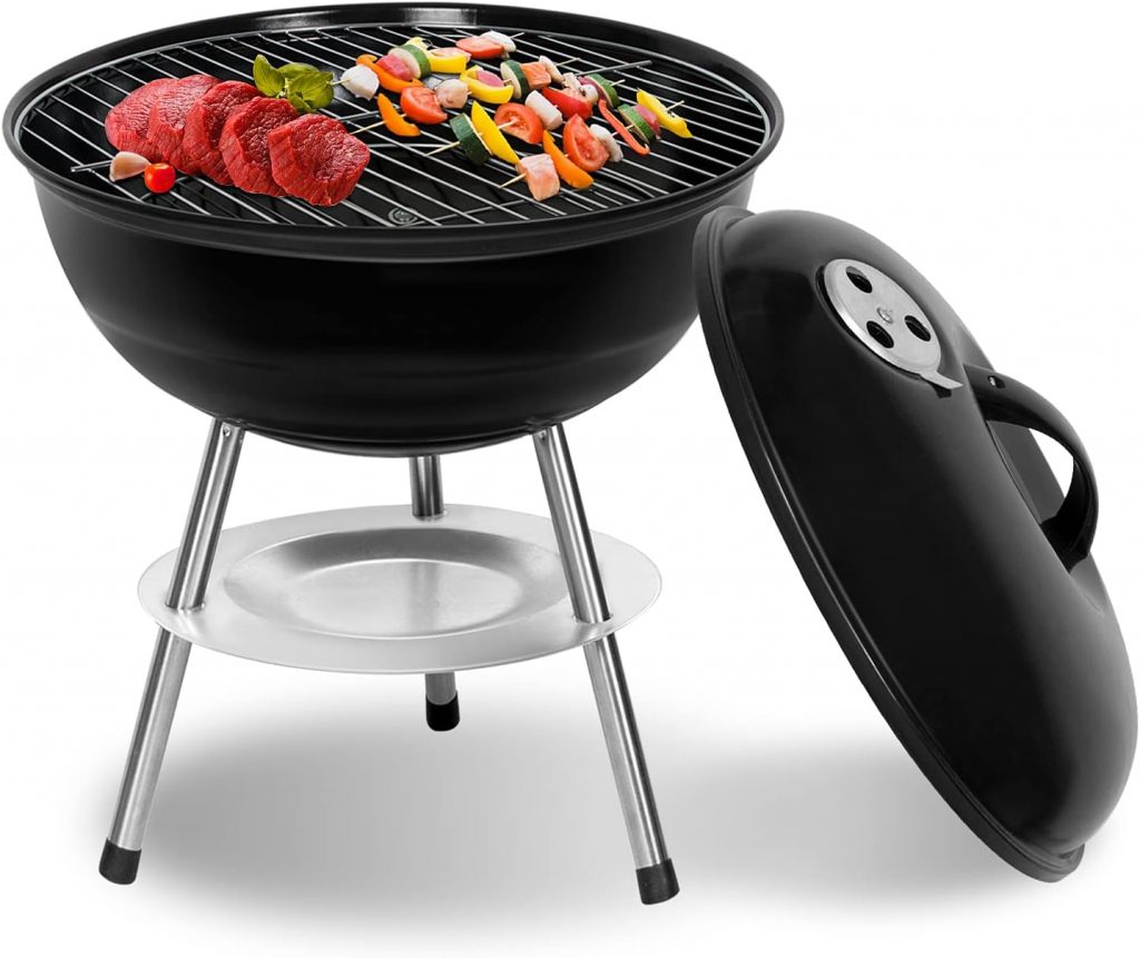 SunJas Holzkohlegrill, tragbar, zerlegbar, für Grill, Außenbereich, Garten…