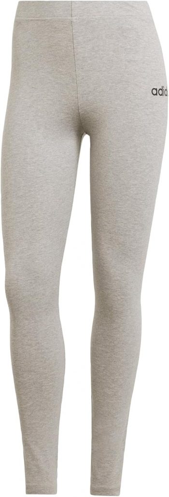 Adidas Damen Essentials LINEAR Cotton Leggings, Medium Grey Heather/Black, S