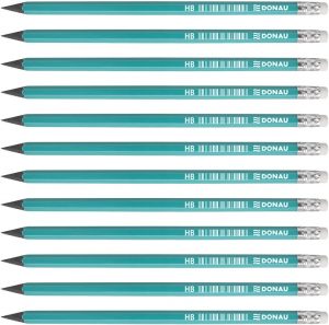 OFFICER PRODUCTS DONAU 7381001PL-99 Synthetischer Bleistift mit Radiergummi HB 12 Stück/Bleistifte/Farbe: Grün