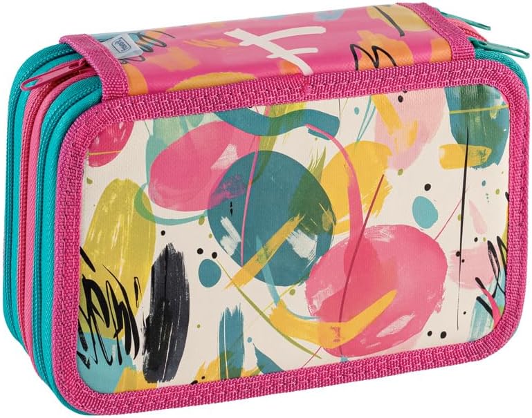 Favorit Federmäppchen mit 3 Fächern für die Schule, mit Schreibwaren, 20 x 13 x…