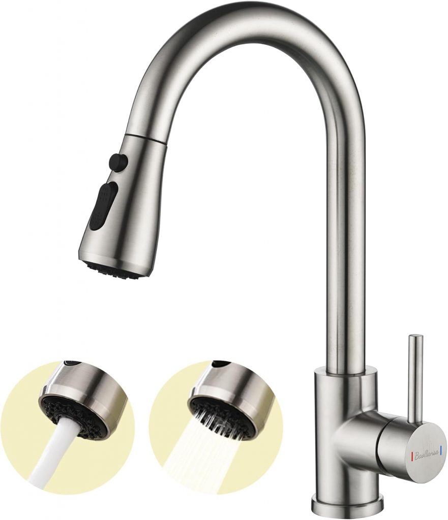Wasserhahn Küche Ausziehbar,Hochdruck Küchenarmatur mit Herausziehbarer Brause…