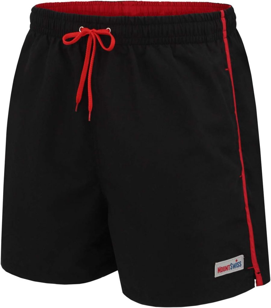Mount Swiss Männer Badehose Dario mit seitlichen Taschen & Gesäßtasche I Modische Herren Shorts Schwimmen Freizeit Wassersport I Bequeme Badeshorts in vielen Farben Größe S – 6XL