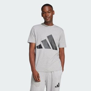 Adidas Men's Essentials Big Logo Single Jersey Tee, Medium Grey Heather/Black, L