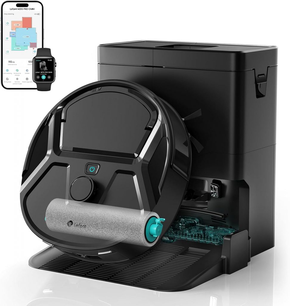 Lefant M210 PRO Omni Saugroboter mit Roller Wischfunktion,18000 Pa,Vermeiden von Hindernissen,LiDAR Navigation,Multi-Floor Mapping,Extra breite Reinigungsbahn,2.4G/5G, App und Alexa,Schwarz