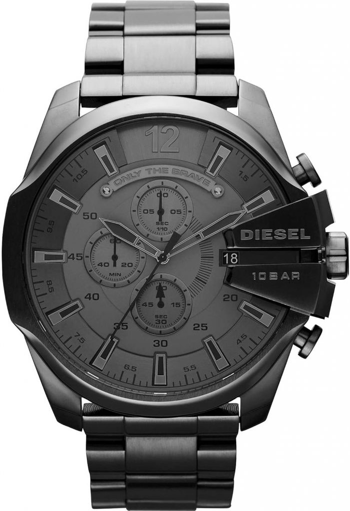 Diesel Mega Chief Uhr für Herren, Chronographenwerk mit Edelstahlarmband