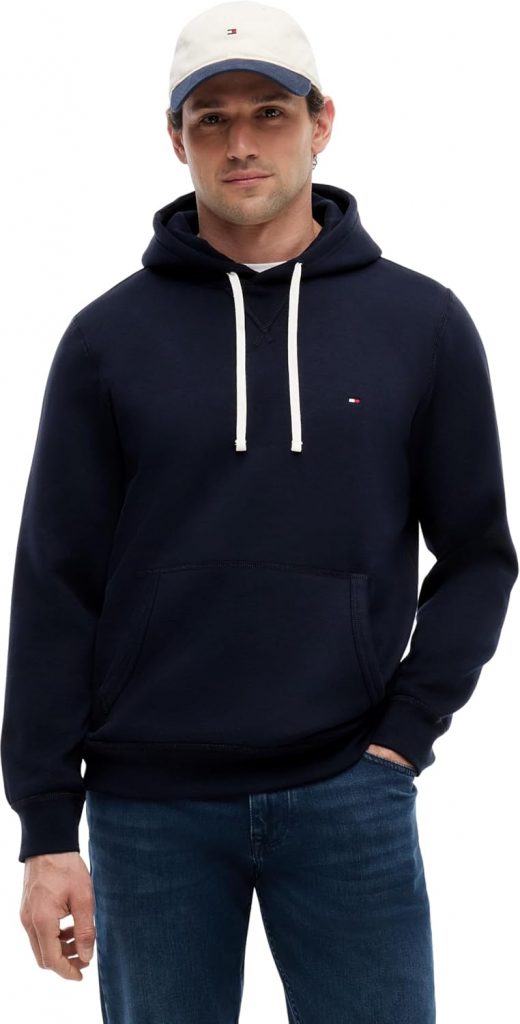 Tommy Hilfiger Herren Hoodie Essential Fleece Regular Fit, Blau (Desert Sky), S