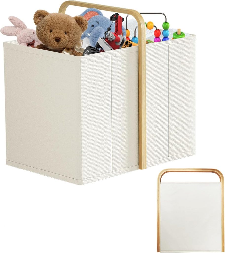 Faltbarer Wäschekorb mit HenkelKlappbarer Aufbewahrungskorb für Schlafzimmer Wäschewanne Laundry Storage Baskets (Cremeweiß)9.99€
