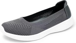 TIOSEBON Damen Komfort Slip-On Loafers Flach Schaumstoff Mesh Anti-Rutsch Walking Schuhe 39 EU Dunkel grau
