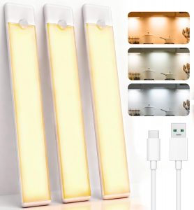 Unterbauleuchte Küche LED Akku mit Bewegungsmelder, Schrankbeleuchtung Bewegungssensor mit Batterie, Kabellos Fernbedienung LED Küchenunterbauleuchte, Schranklicht für Küche Lampe, Vitrine (6pcs)9,99€