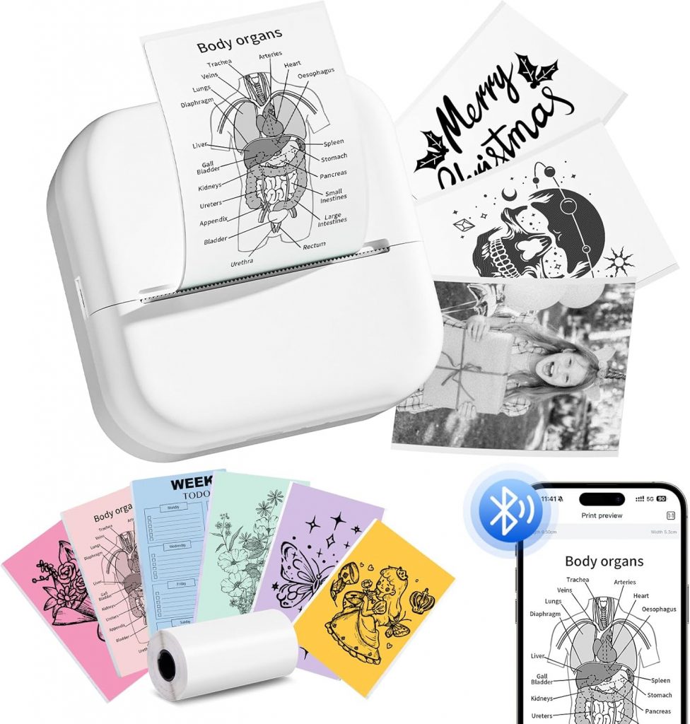 Memoking Mini Drucker für Smartphone, Kinderdrucker Sofortbilddrucker mit…