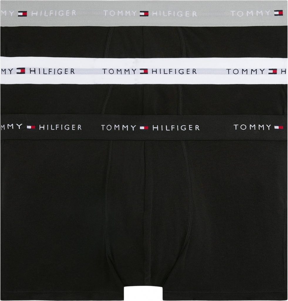 Tommy Hilfiger Herren 3er Pack Boxershorts Trunks mit Logobund, Mehrfarbig (Grey…