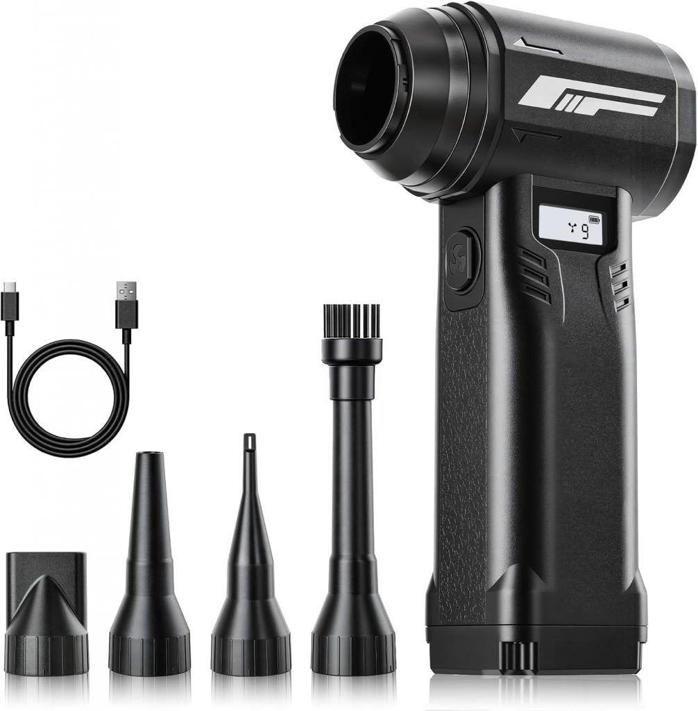 Elektrische Staubgebläse,9-Gang/400W Electric Air Duster 130000 U/min,540g Winddruck,mit LED-Licht&HD-Display, Typ-C…