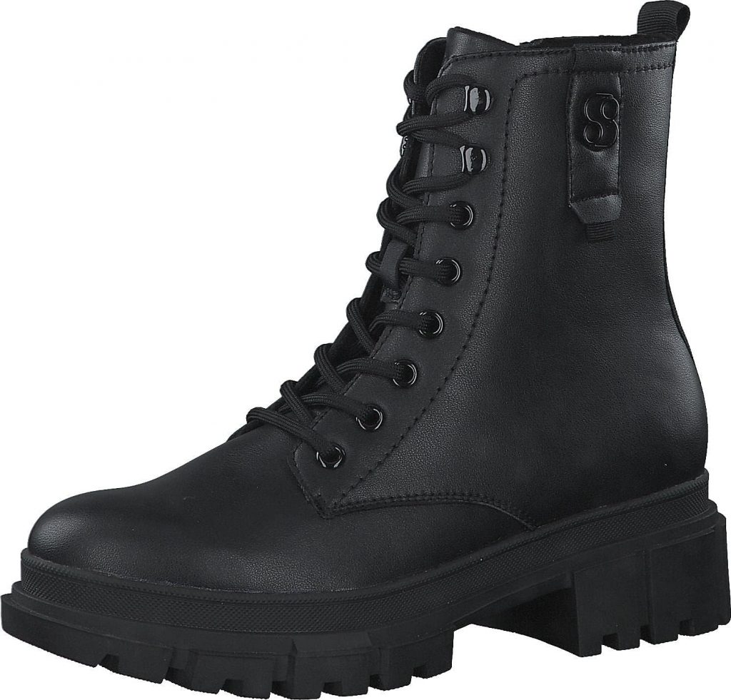 s.Oliver Damen Stiefeletten ohne Absatz zum Schnüren Vegan, Schwarz (Black), 38 EU