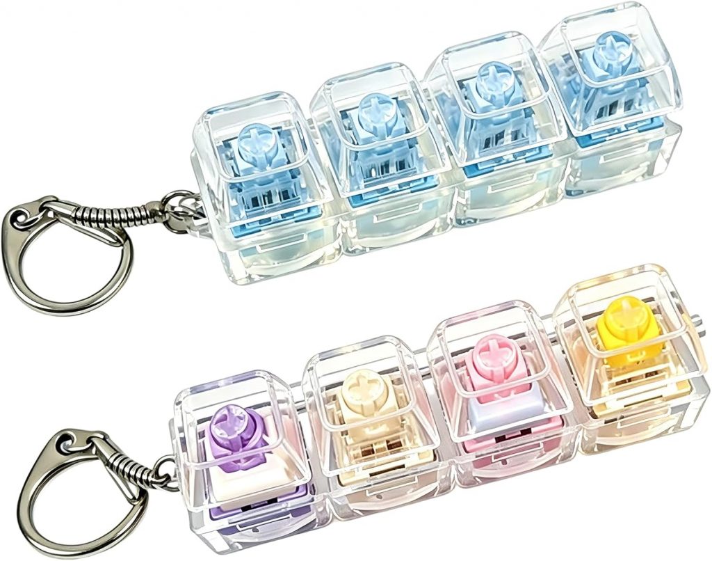 2 Stück Tastatur Fidget Spielzeug, Tragbarer Vier Tasten Schlüsselanhänger…