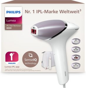 Philips Lumea IPL Series 8000 – IPL-Gerät zur Haarentfernung, Alternative zur Laser-Haarentfernung, inkl. Trimmer und 4 Aufsätzen für Körper, Gesicht, Bikinizone & Achseln (BRI949/00)319,89€