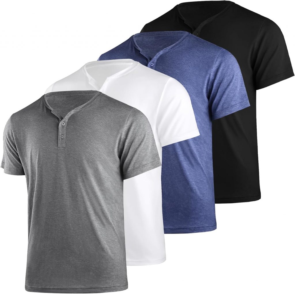 Liloak Herren Henley Shirt Pack Kurzarm, Leichtes Sommer T-Shirt mit Knopfleiste, Freizeitshirt für Männer, Casual…