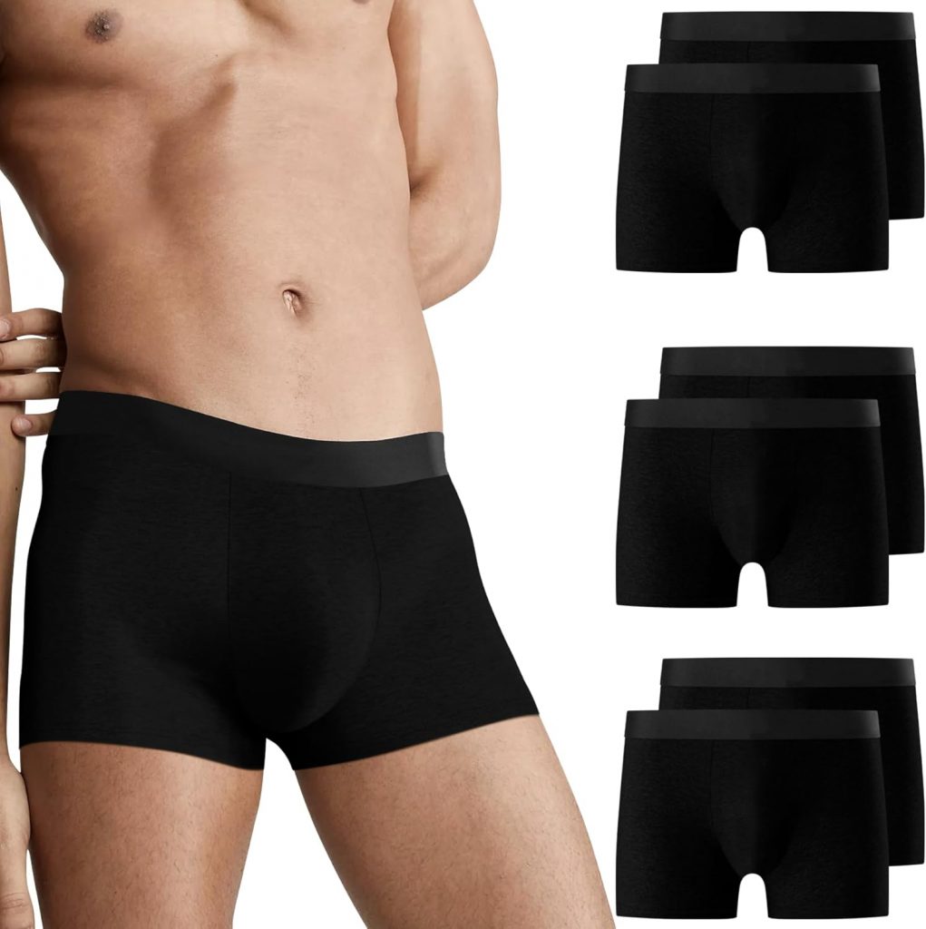 Falechay Boxershorts Herren Unterhosen Männer Baumwolle 6er Pack Retroshorts für Herren Ohne Kratzenden Zettel UnterwäSche Boxer Sportunterhosen für Herren Schwarz 4XL