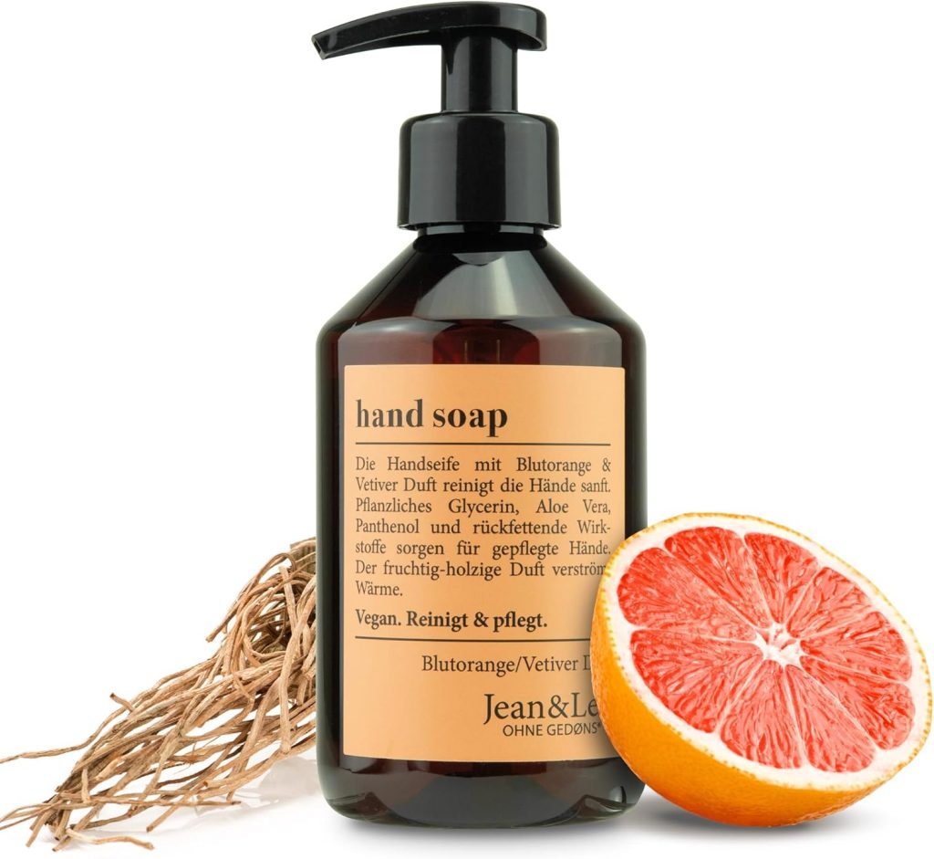 Jean & Len Handseife Blutorange & Vetiver, reinigt Hände sanft, Flüssigseife im…