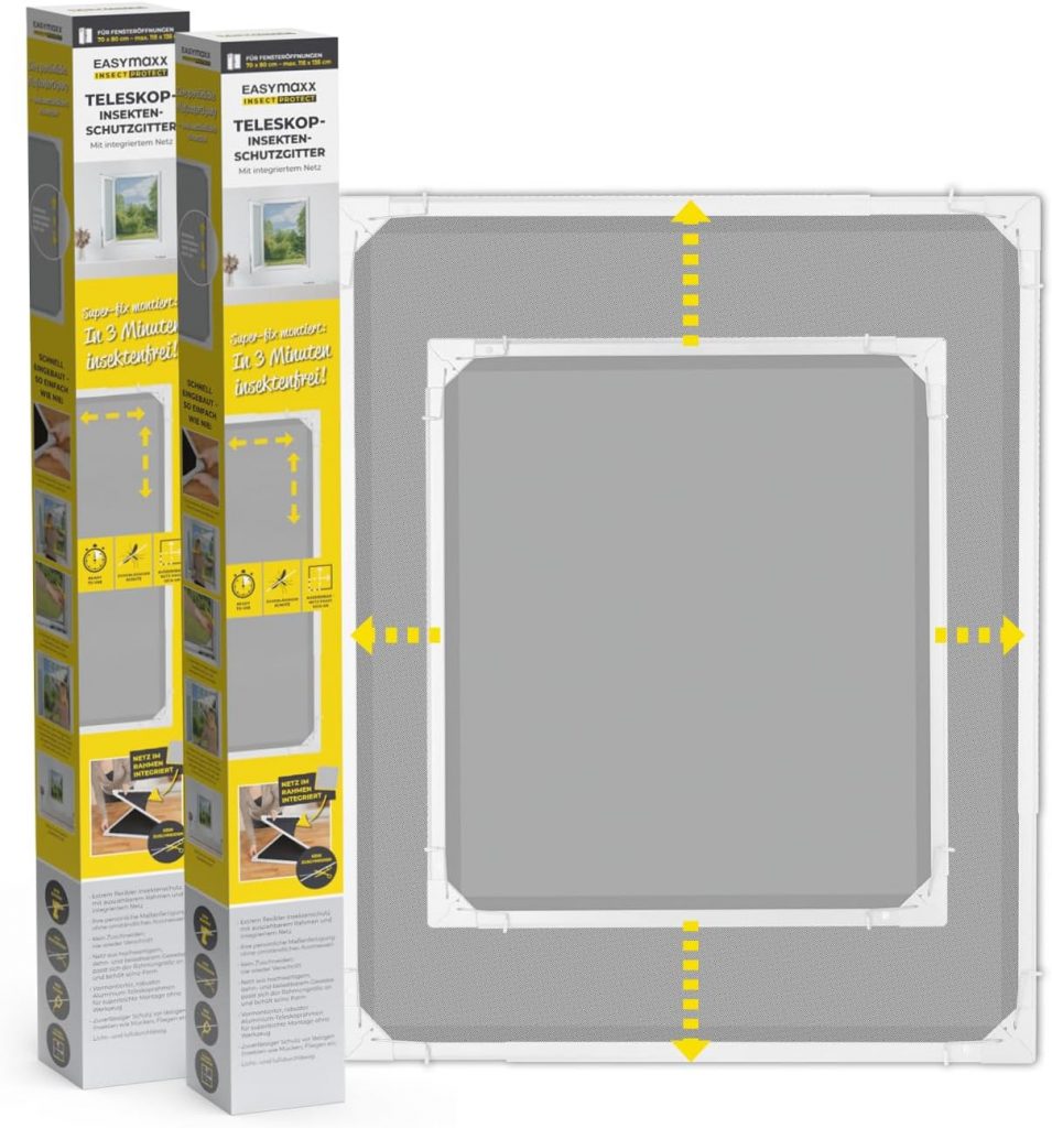 EASYmaxx Insect Protect Teleskop-Insektenschutzgitter Fliegengitter Fenster mit…