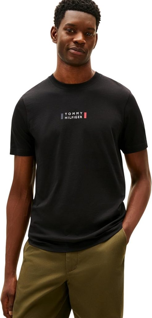 Tommy Hilfiger Men Brand Love Small Center Tee MW0MW41453 S/S T-Shirt, Schwarz…