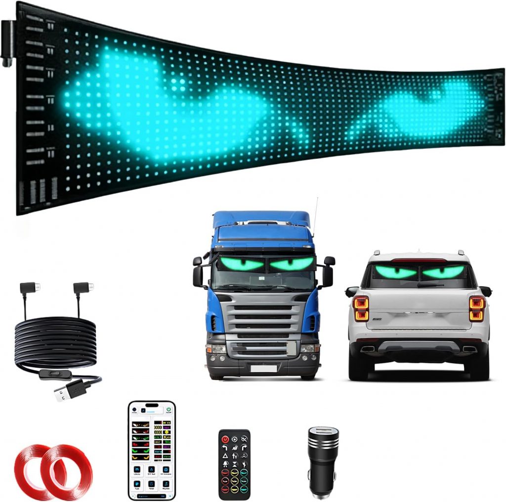 Kensbro LED Augen fĂ¼r Auto, 20 * 90cm LED Augen fĂ¼r LKW, Programmierbar Devil…