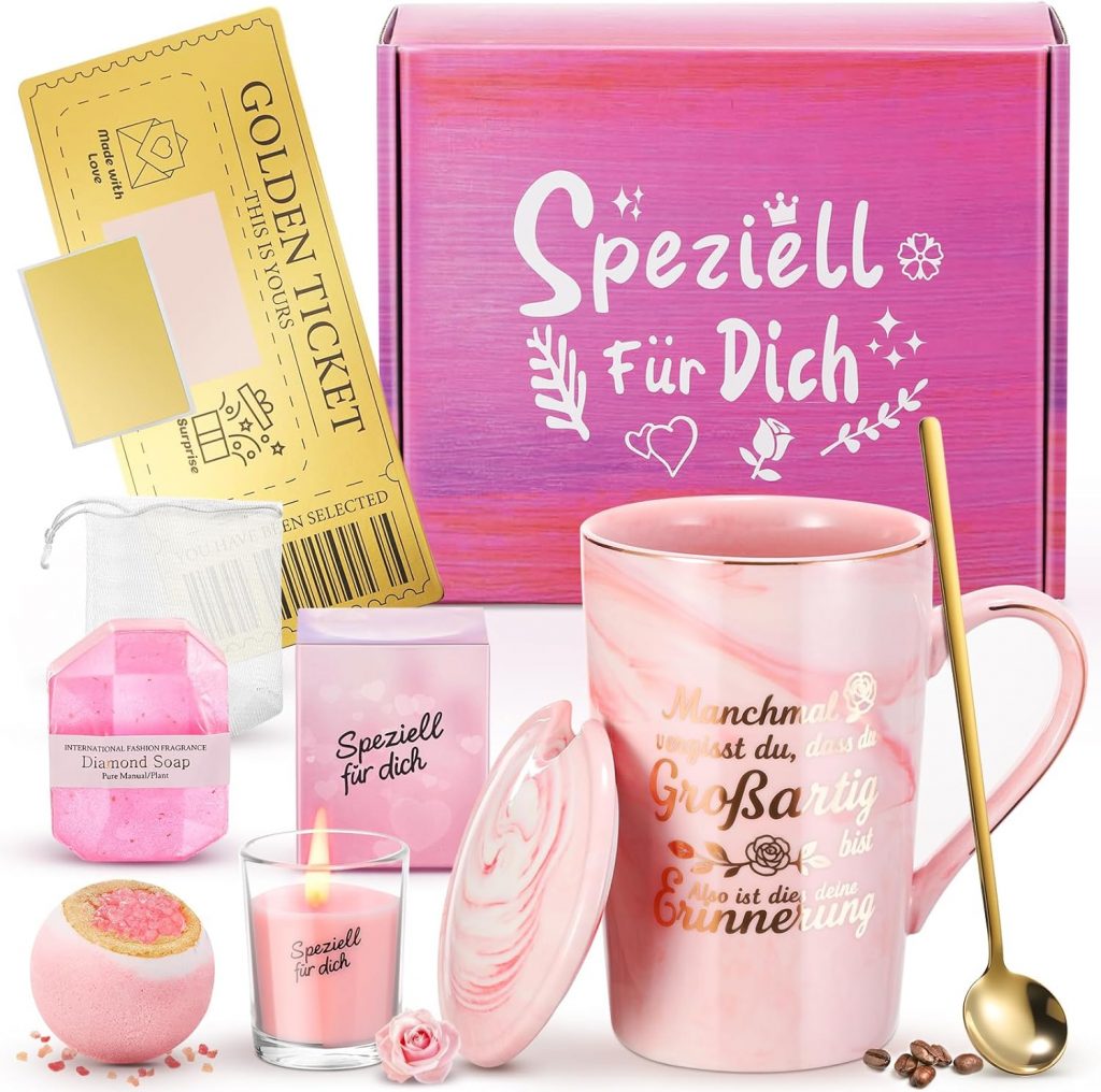 XVB Geschenke für Frauen, Geburtstagsgeschenk für Frauen, Geschenke zum Valentinstag für Sie, Jahrestag, Geschenk für Weihnachtsgeschenke, 340 ml Kaffeetassen & Becher Geschenkset