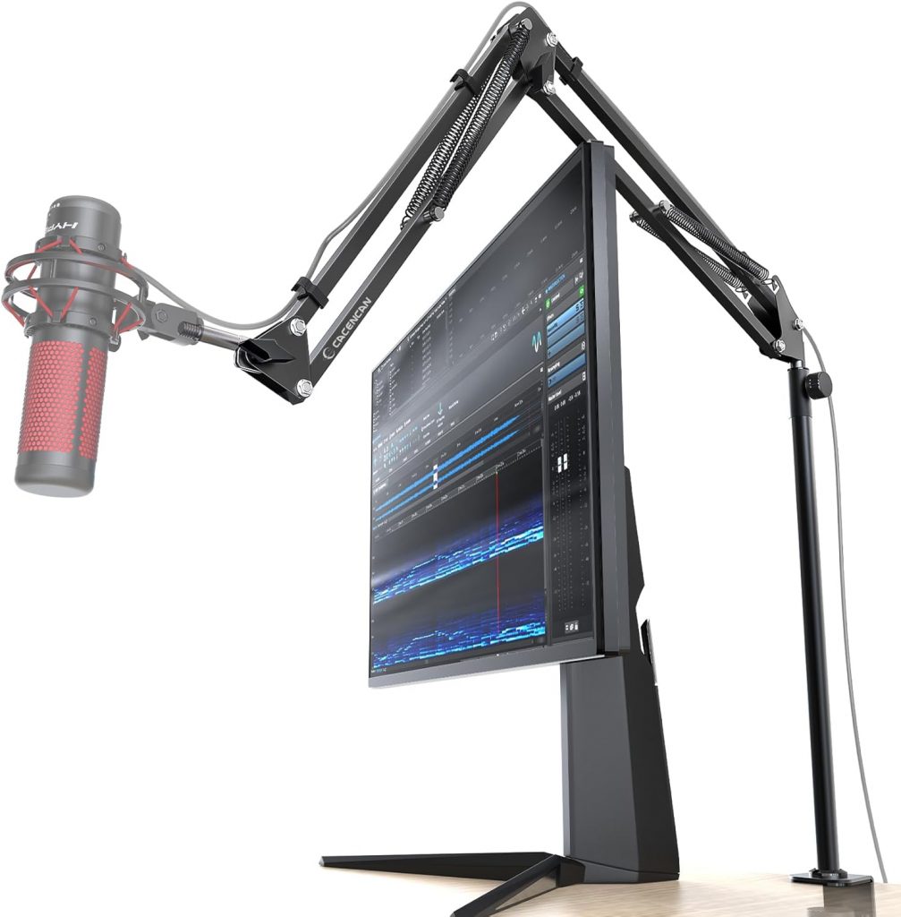 Boom Arm, 360° drehbarer Mikrofonständer mit Tischhalterung, faltbarer Tischmikrofonarm mit 3/8'' auf 5/8''…