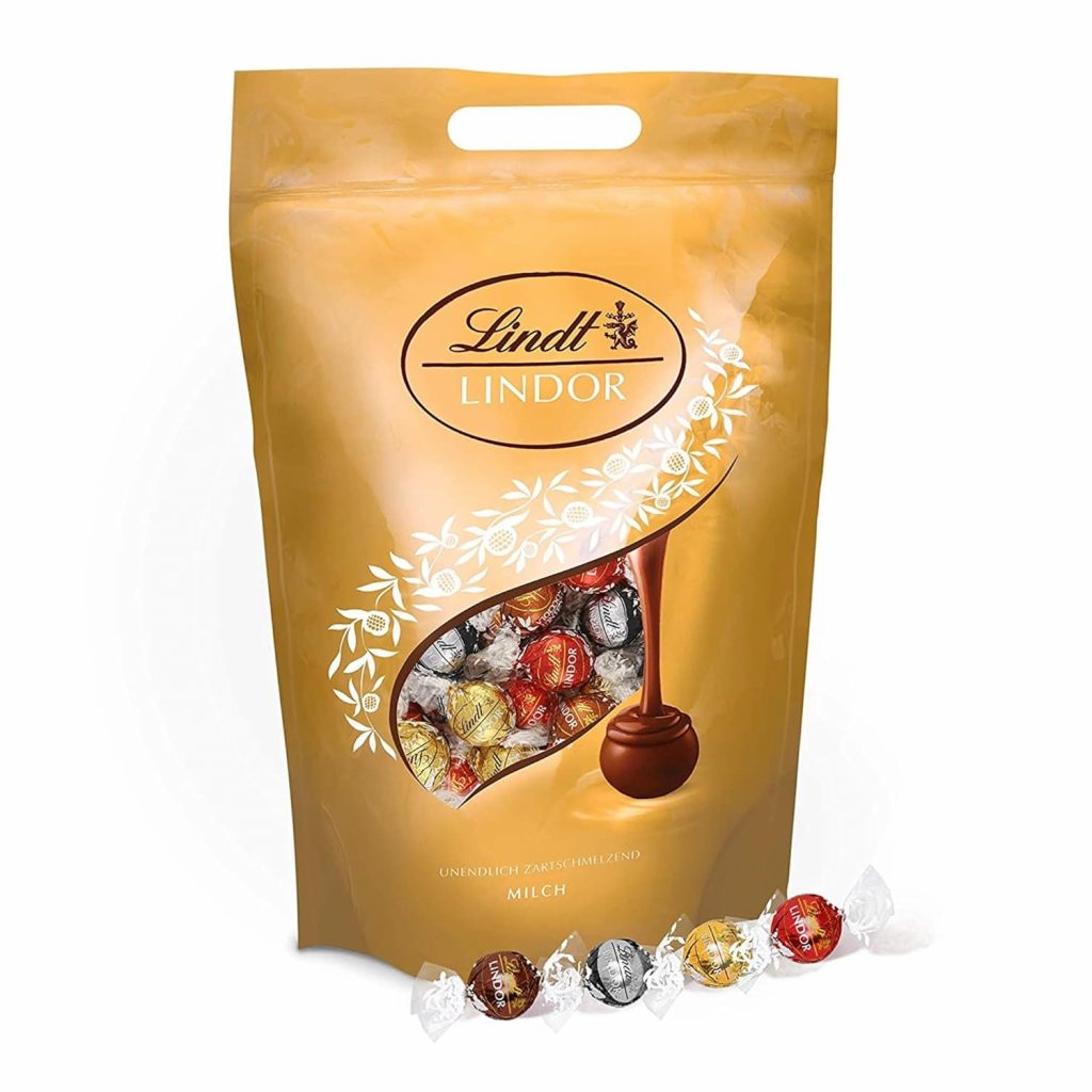 Lindt Schokolade 2KG Beutel LINDOR Kugeln Pralinengeschenk Großpackung Schokoladengeschenk Enthält: Milch, Weiß, 6 und Haselnuss