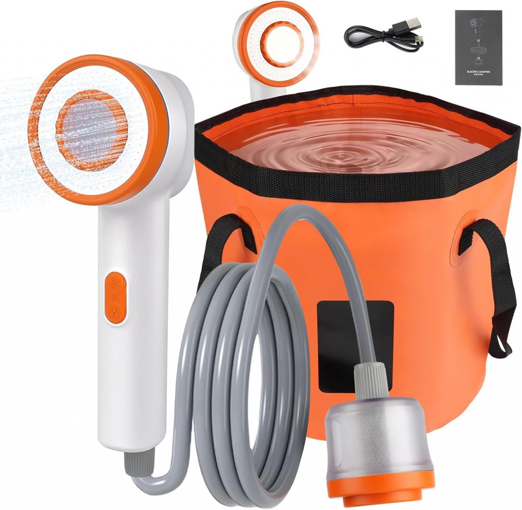 Campingdusche Tragbare, Akku Campingdusche mit LED, Mobil Außenduschen mit…